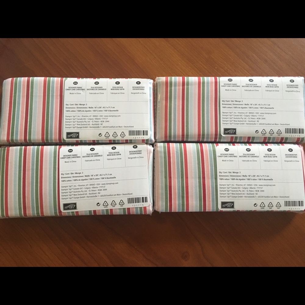 Fabric:  12 Large Fat Quarters of Stampin’ Up Fabric - Candy Cane Christmas